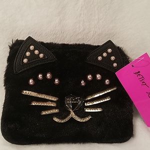 Betsey Johnson kitty face wristlet
